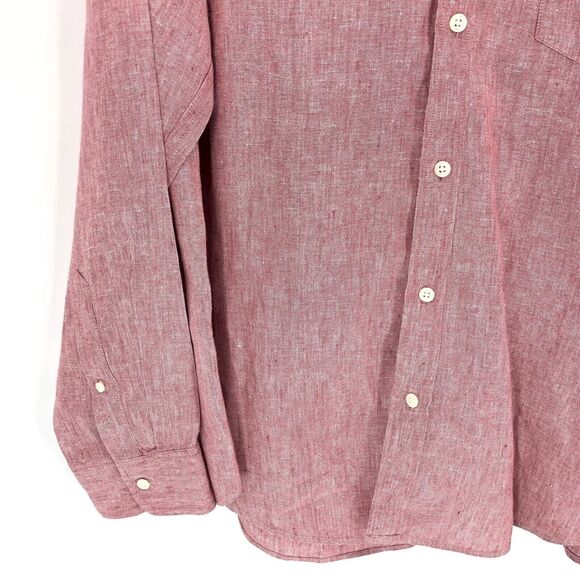 J Crew Factory Linen Shirt Mens XL Slim Fit 100% Linen Long Sleeve Button Down - Picture 4 of 6